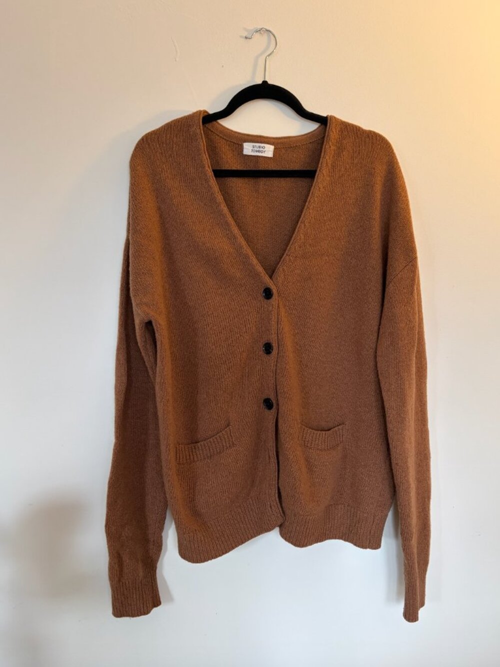 Brown wool v-neck cardigan